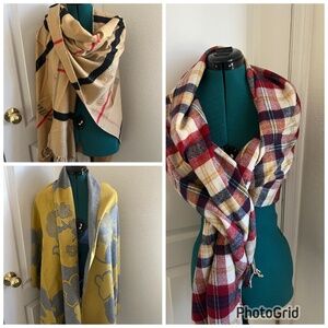 Bundle of 3 warm pashmina throws scarf assorted styles & sizes